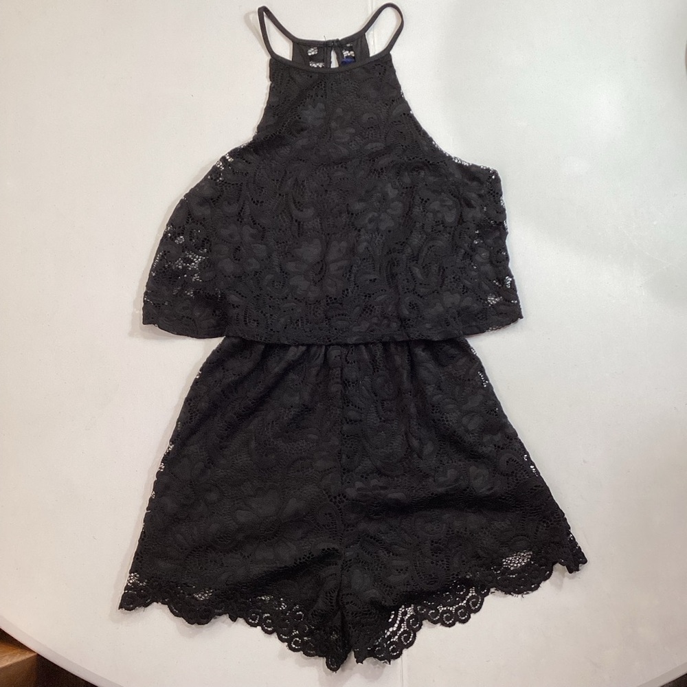 Blue Rain Black Lace Shorts Romper